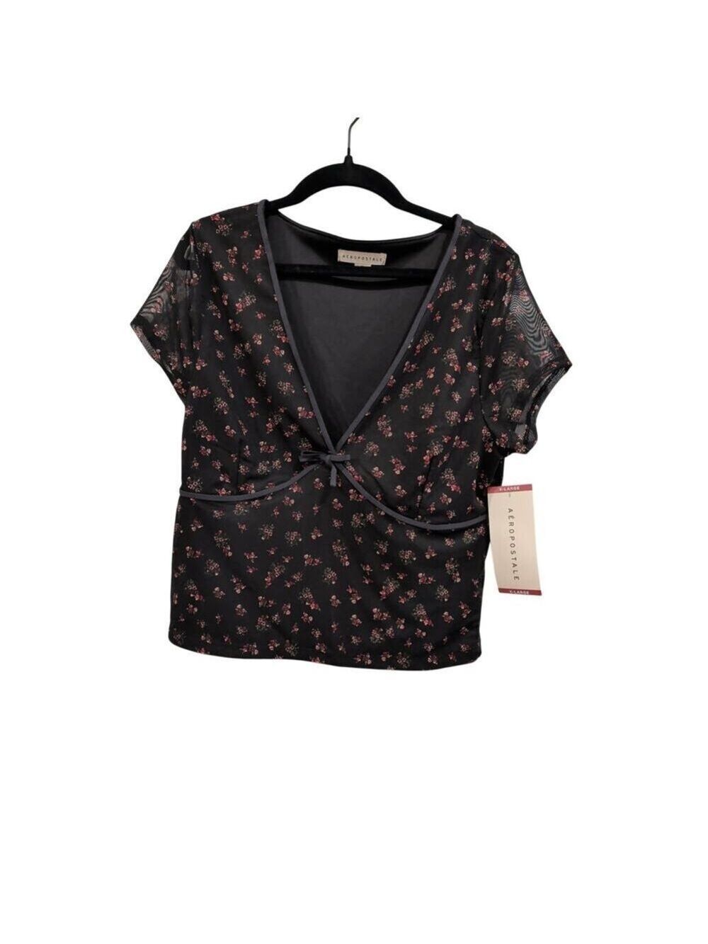 ✨Aeropostale Women's Mesh V-Neck Crop Top Size XL